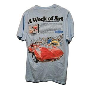 CHEVROLET CORVETTE WORK OF ART ADVERTISING BLUE MENS T SHIRT SIZE MEDIUM 🔥